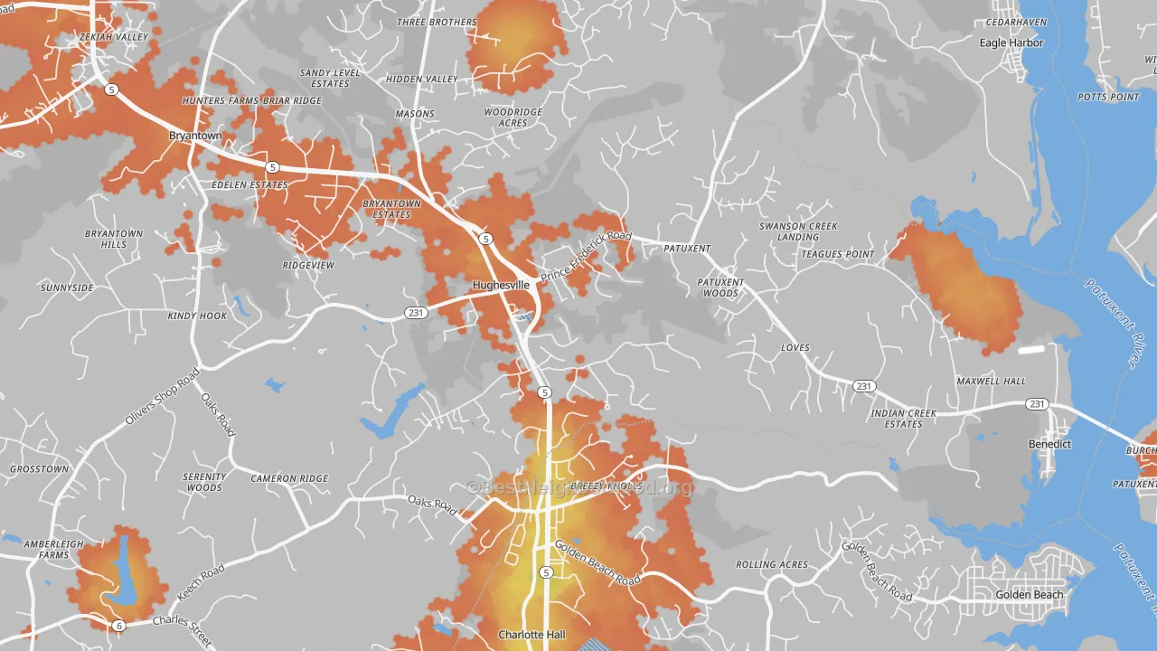 Bike Grade map of 20637, MD