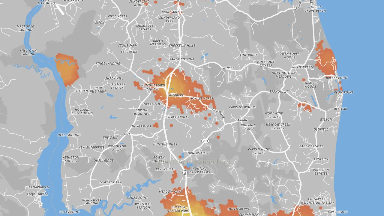 Bike Grade map of 20639, MD