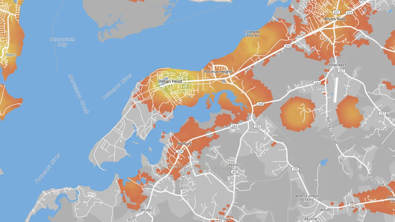 Bike Grade map of 20640, MD