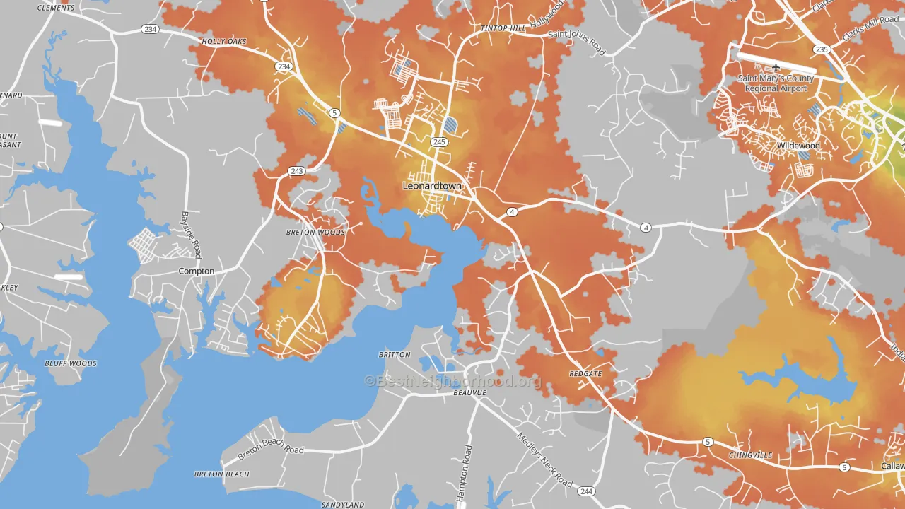 Bike Grade map of 20650, MD