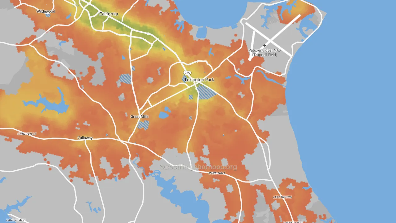 Bike Grade map of 20653, MD