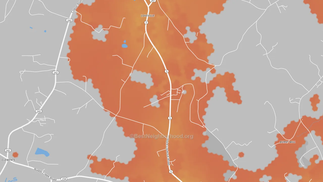 Bike Grade map of 20656, MD