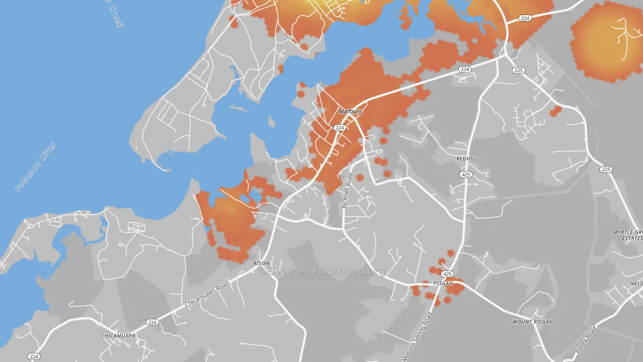 Bike Grade map of 20658, MD