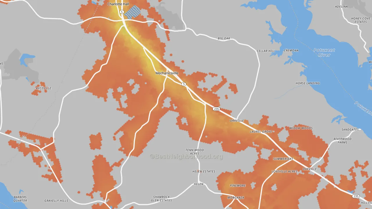 Bike Grade map of 20659, MD