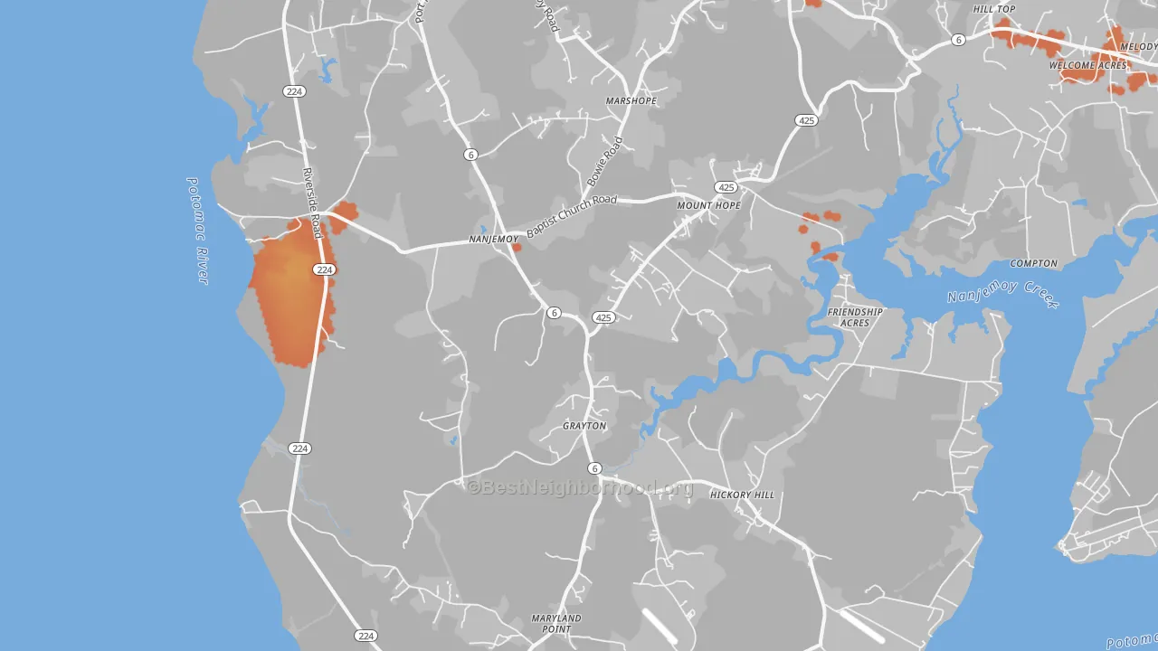 Bike Grade map of 20662, MD