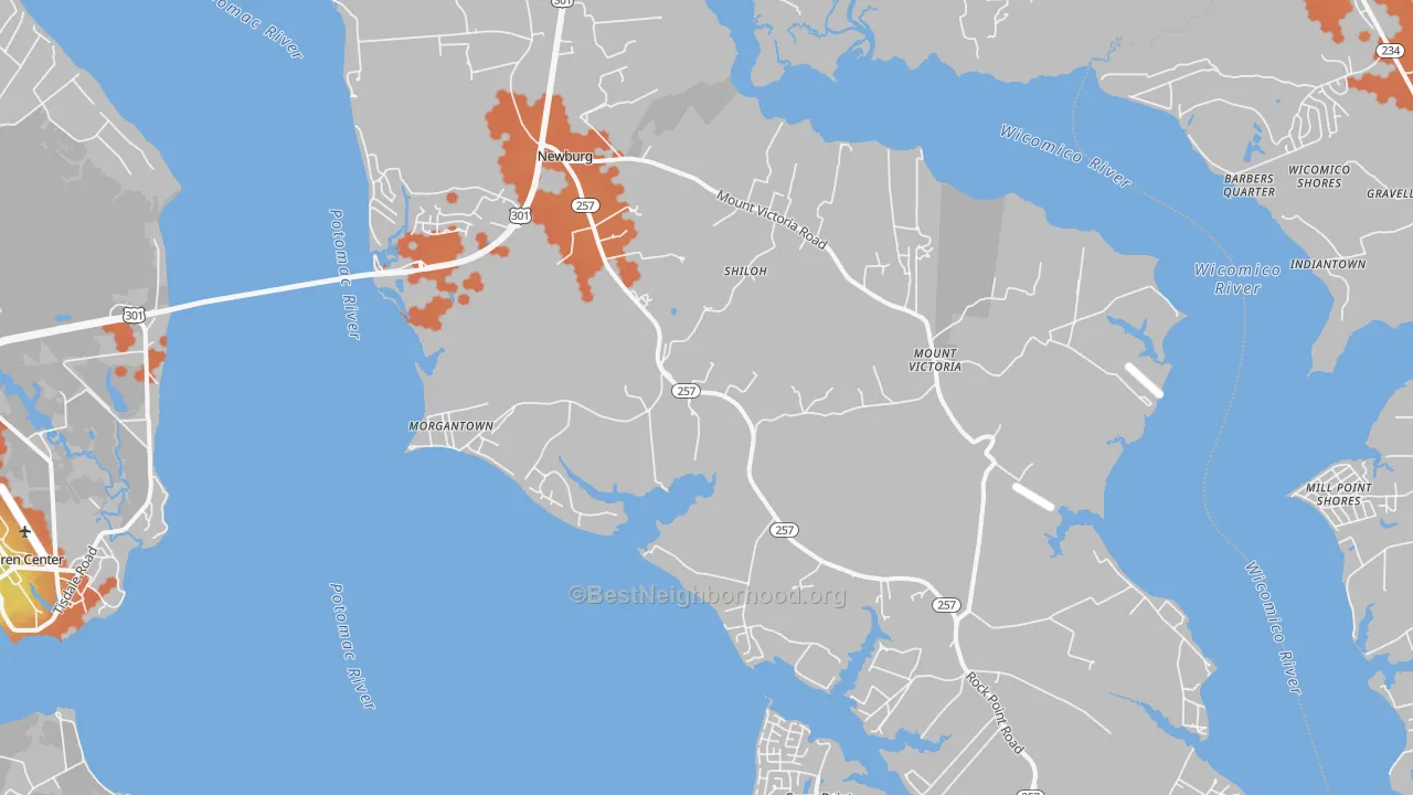 Bike Grade map of 20664, MD