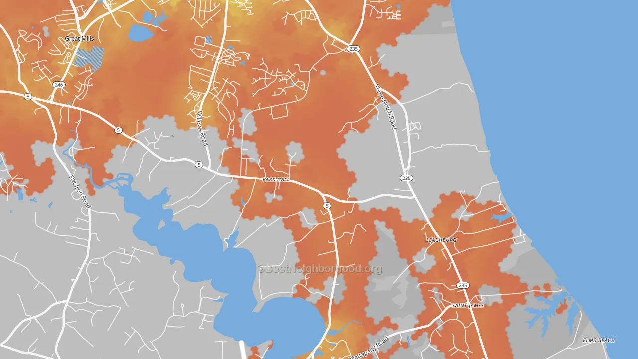 Bike Grade map of 20667, MD