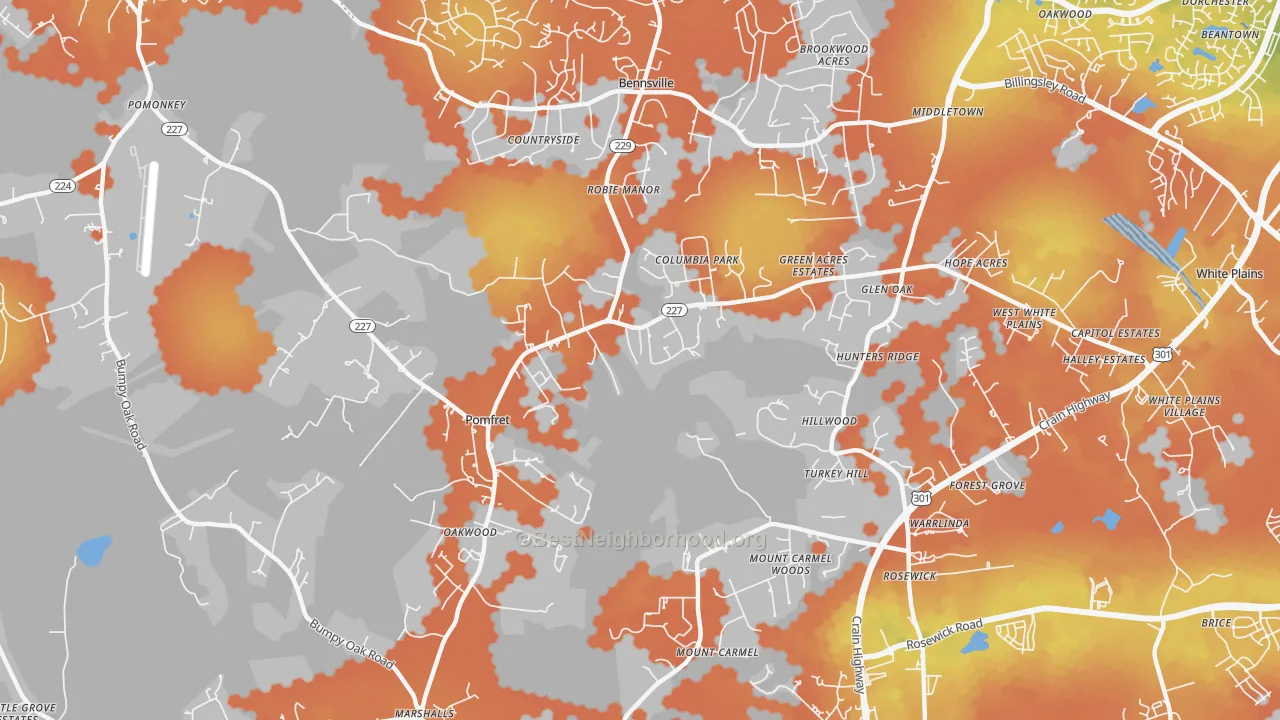 Bike Grade map of 20675, MD
