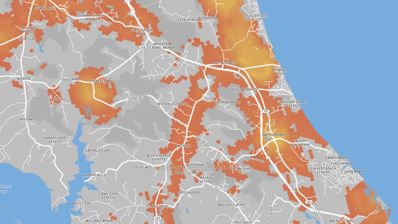 Bike Grade map of 20676, MD