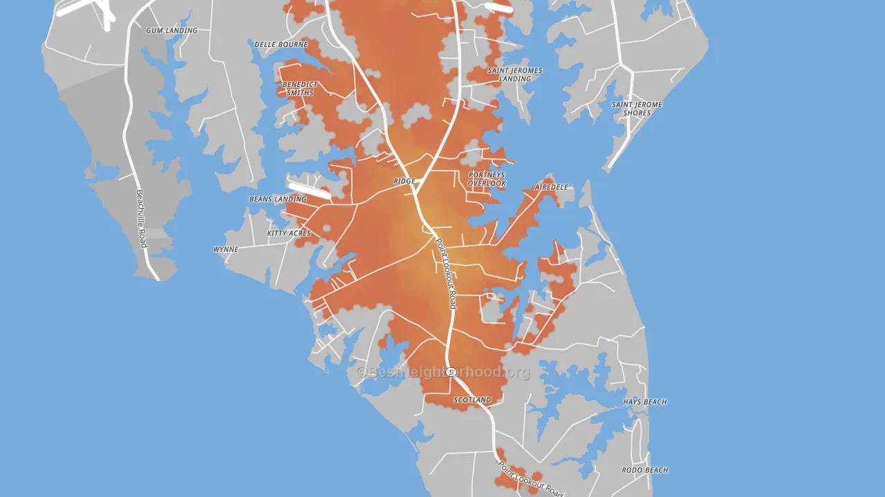 Bike Grade map of 20680, MD