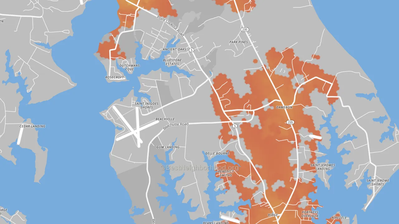 Bike Grade map of 20684, MD