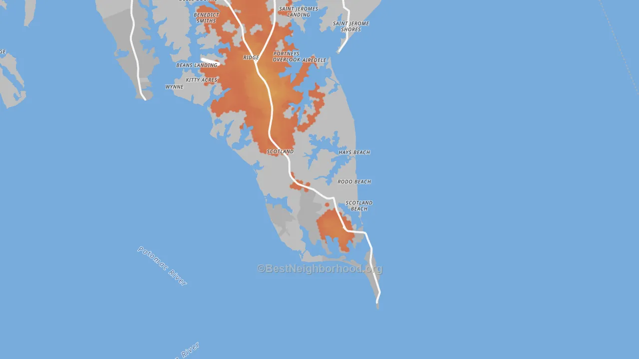 Bike Grade map of 20687, MD