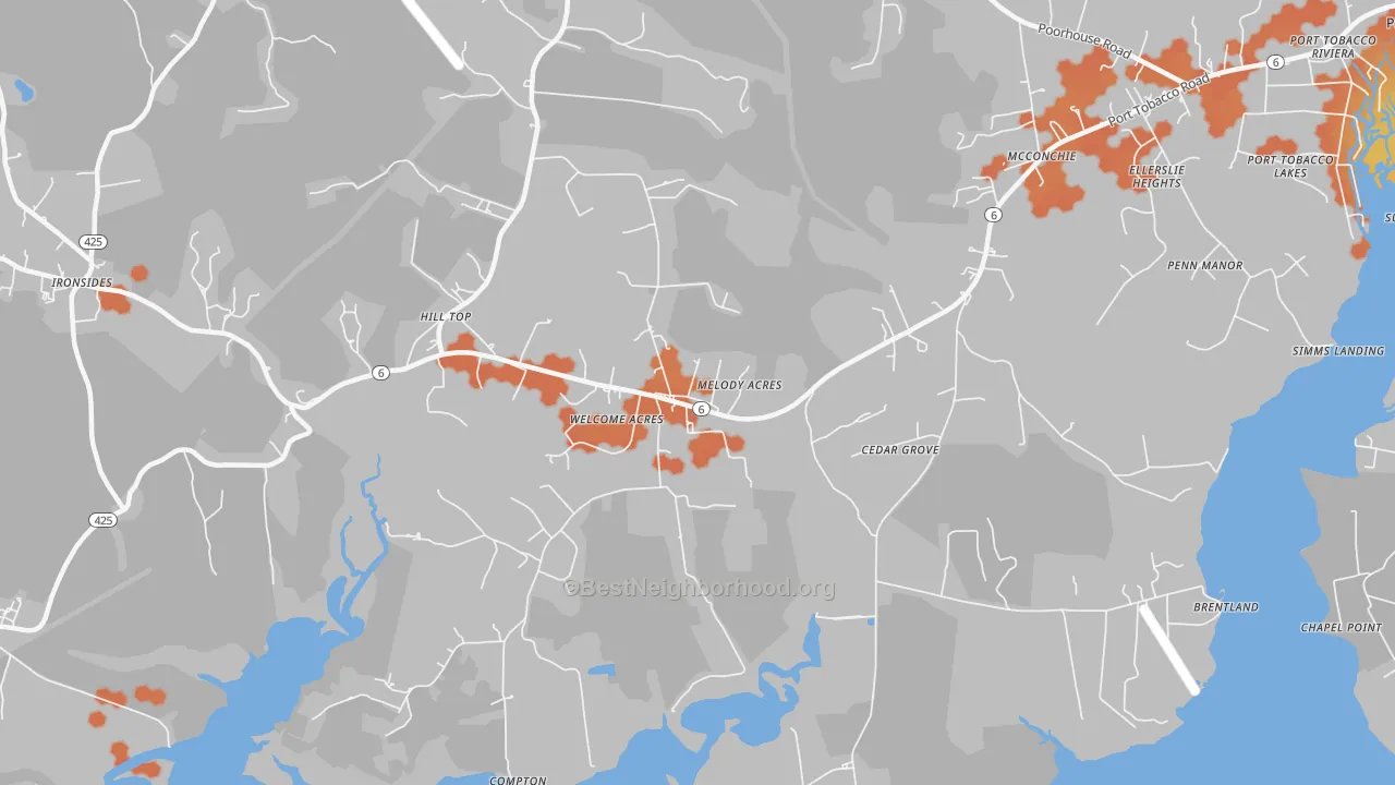 Bike Grade map of 20693, MD
