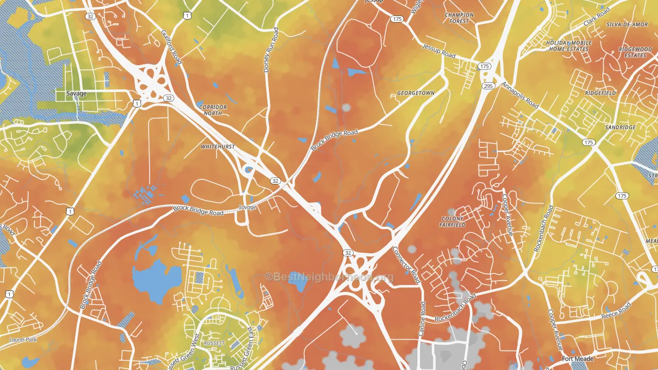 Bike Grade map of 20701, MD