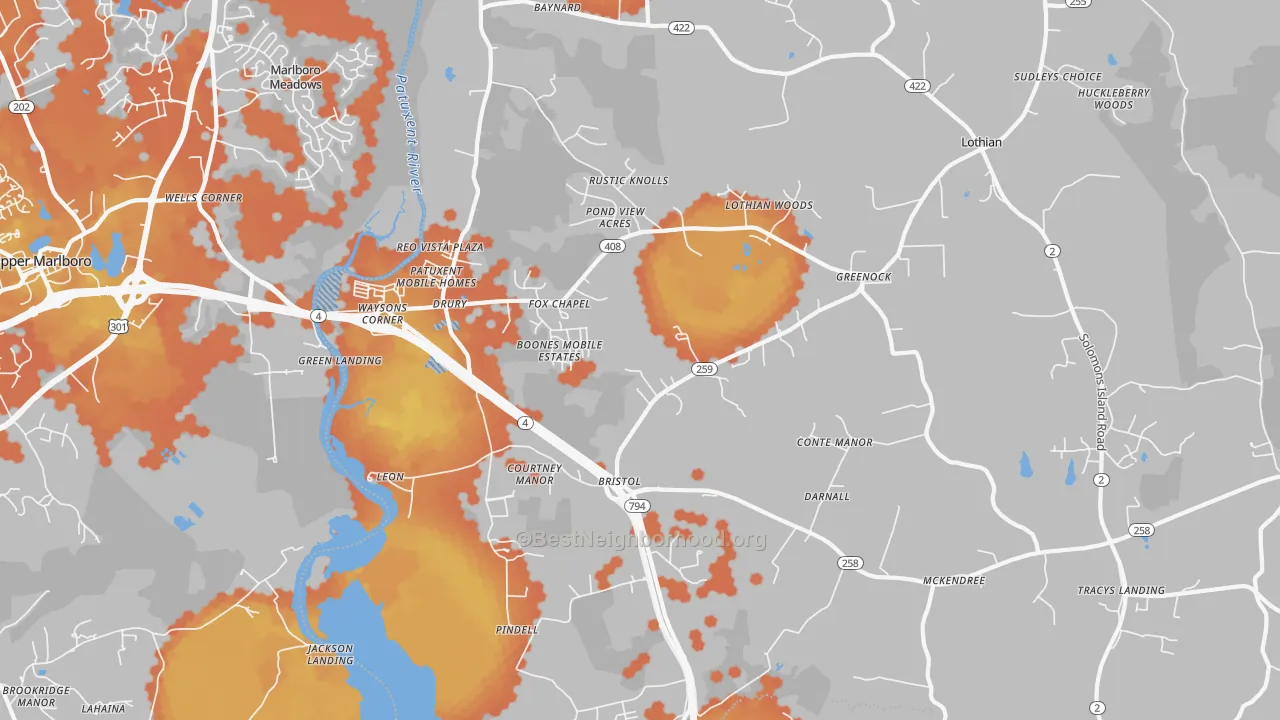 Bike Grade map of 20711, MD