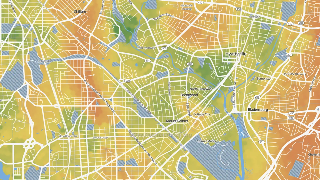Bike Grade map of 20712, MD