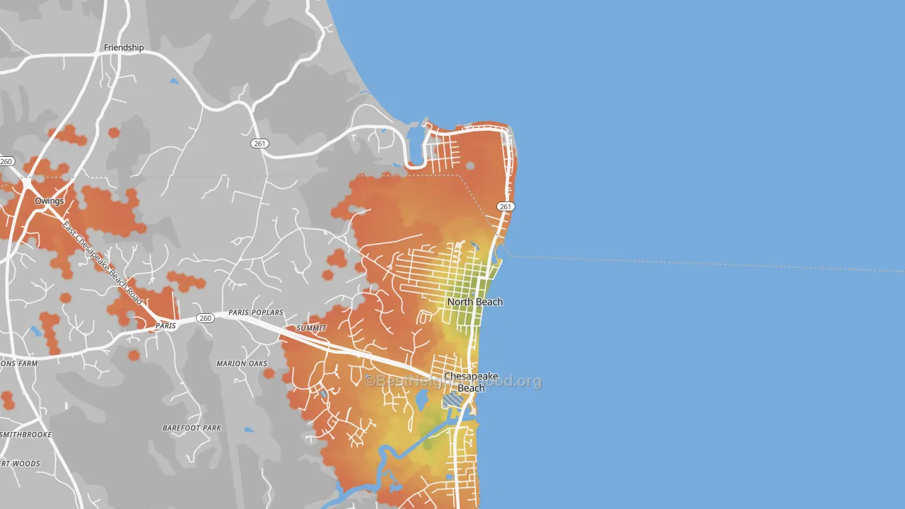 Bike Grade map of 20714, MD