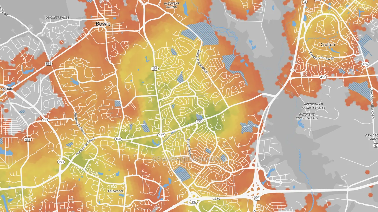 Bike Grade map of 20715, MD