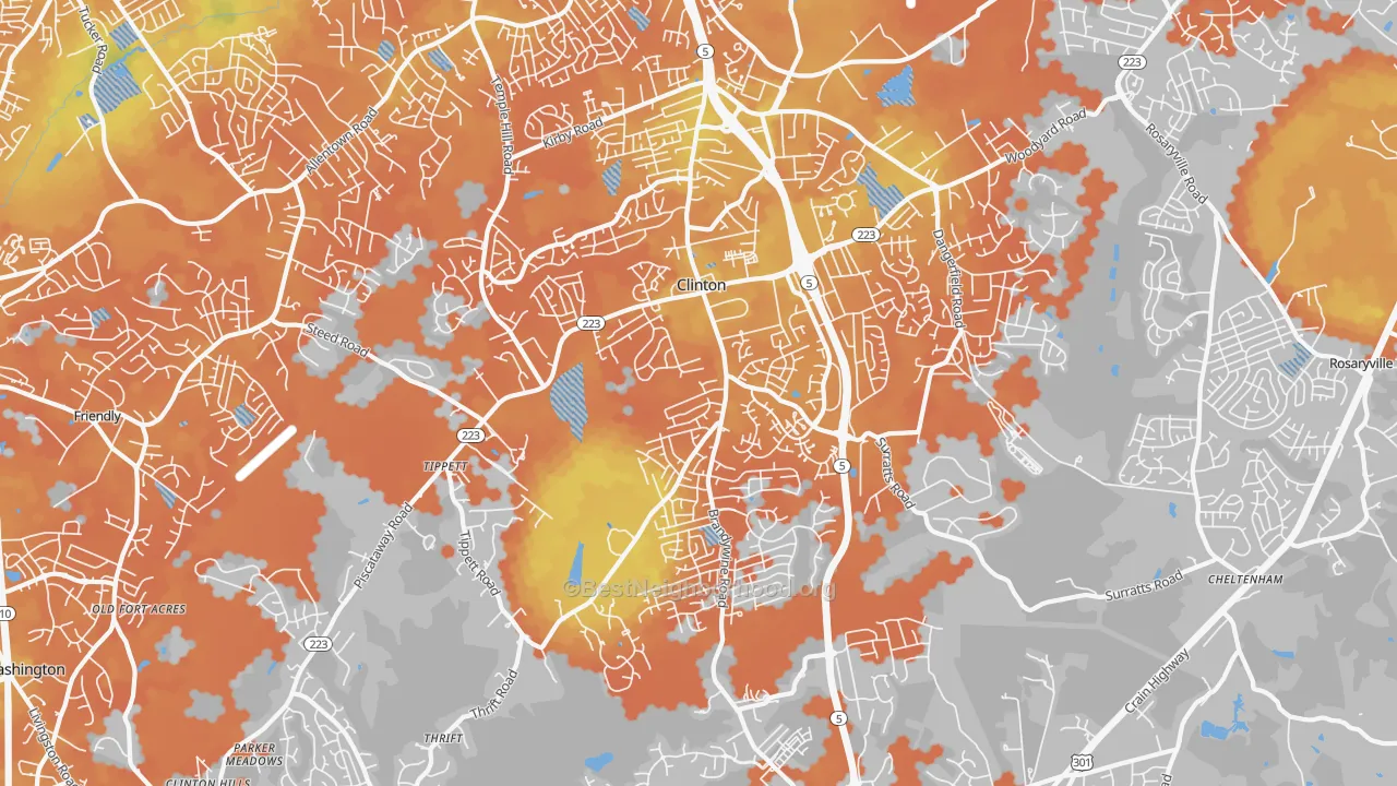 Bike Grade map of 20735, MD