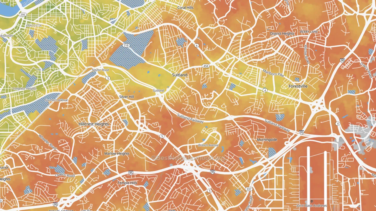 Bike Grade map of 20746, MD