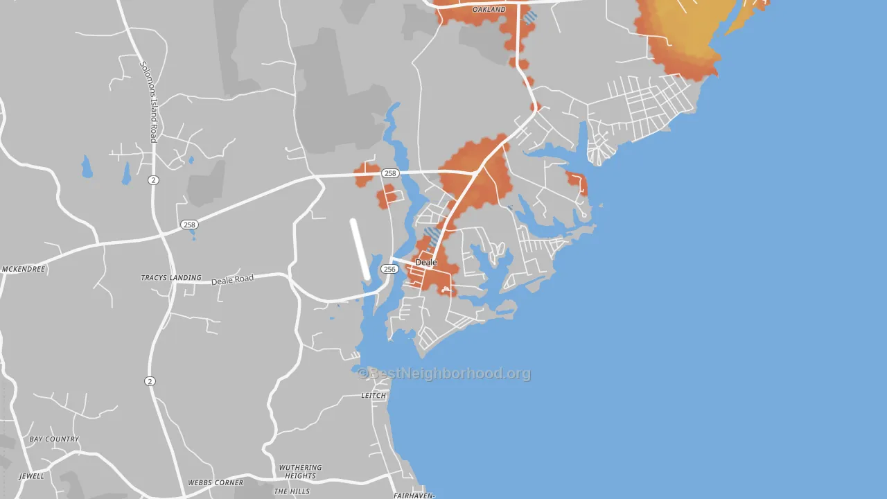 Bike Grade map of 20751, MD