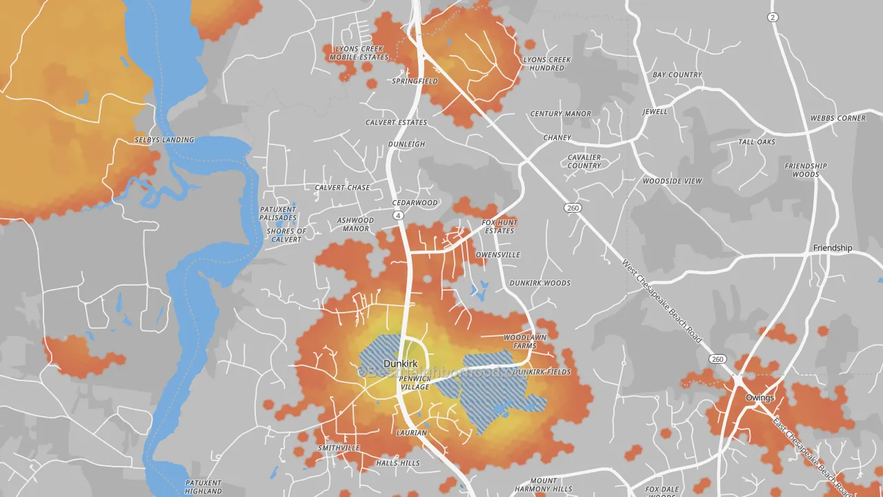 Bike Grade map of 20754, MD
