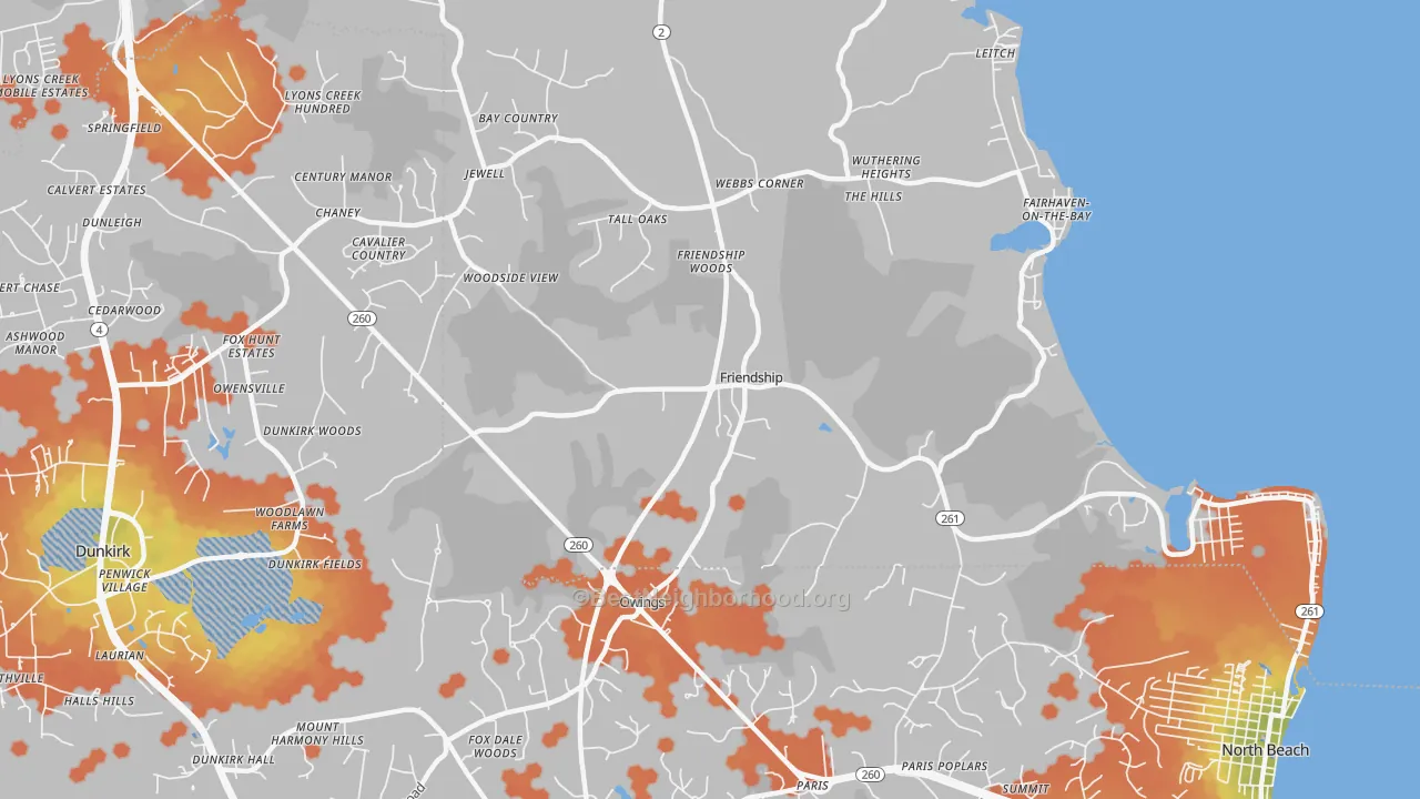 Bike Grade map of 20758, MD