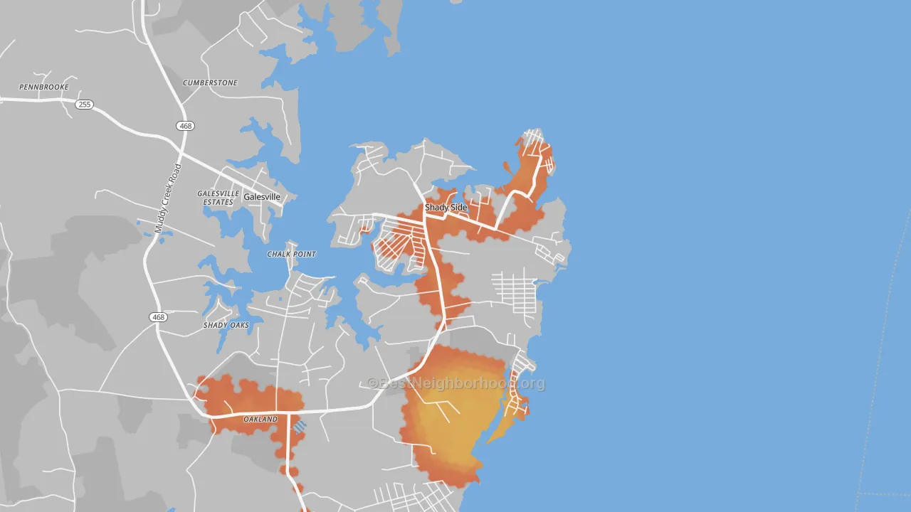 Bike Grade map of 20764, MD