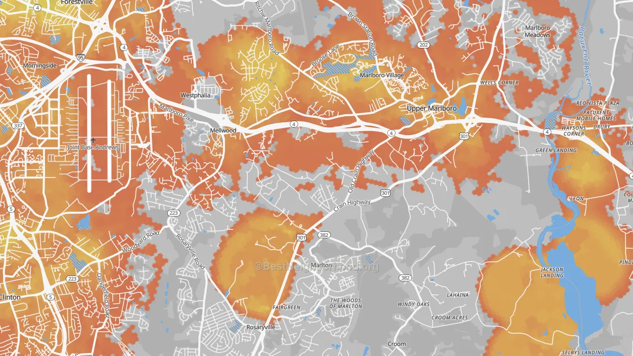 Bike Grade map of 20772, MD