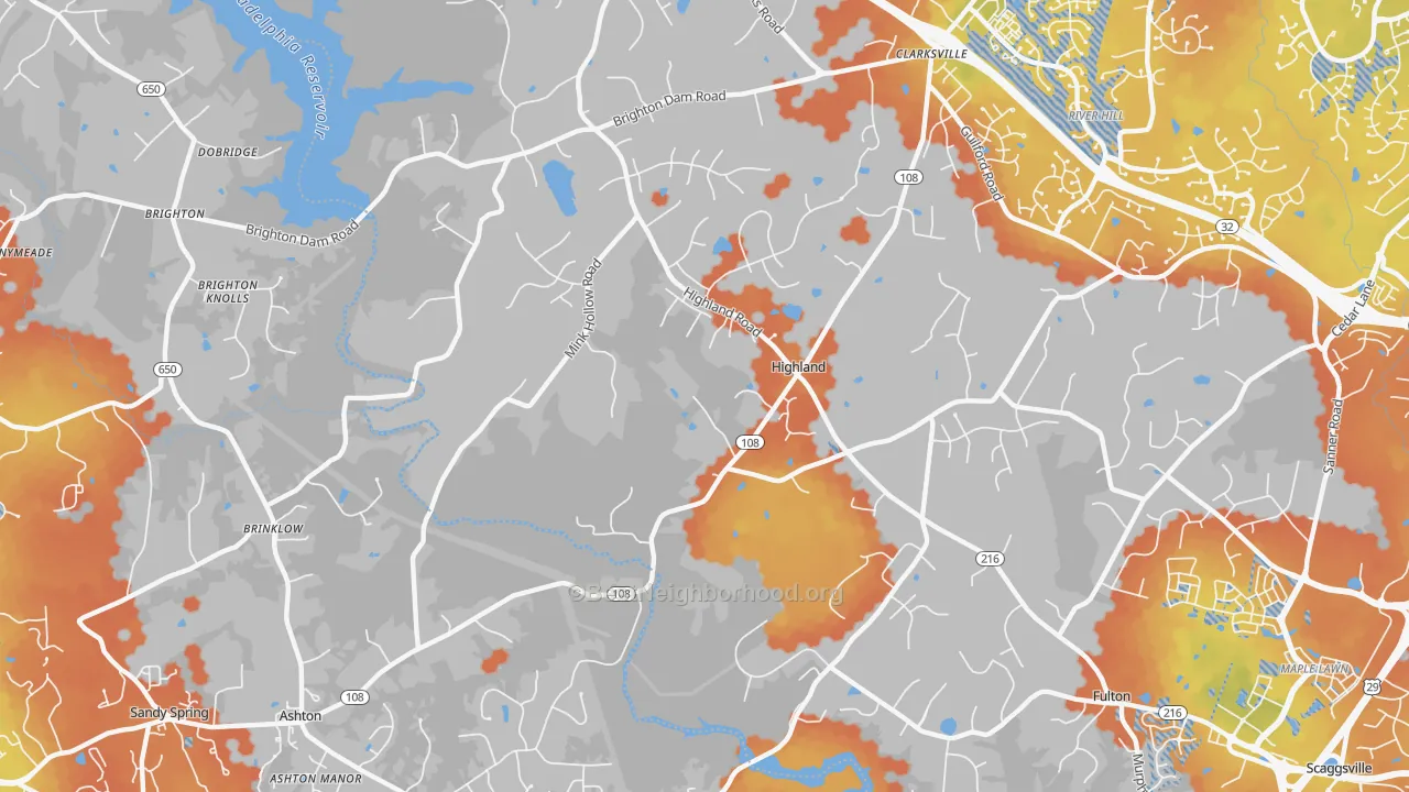 Bike Grade map of 20777, MD