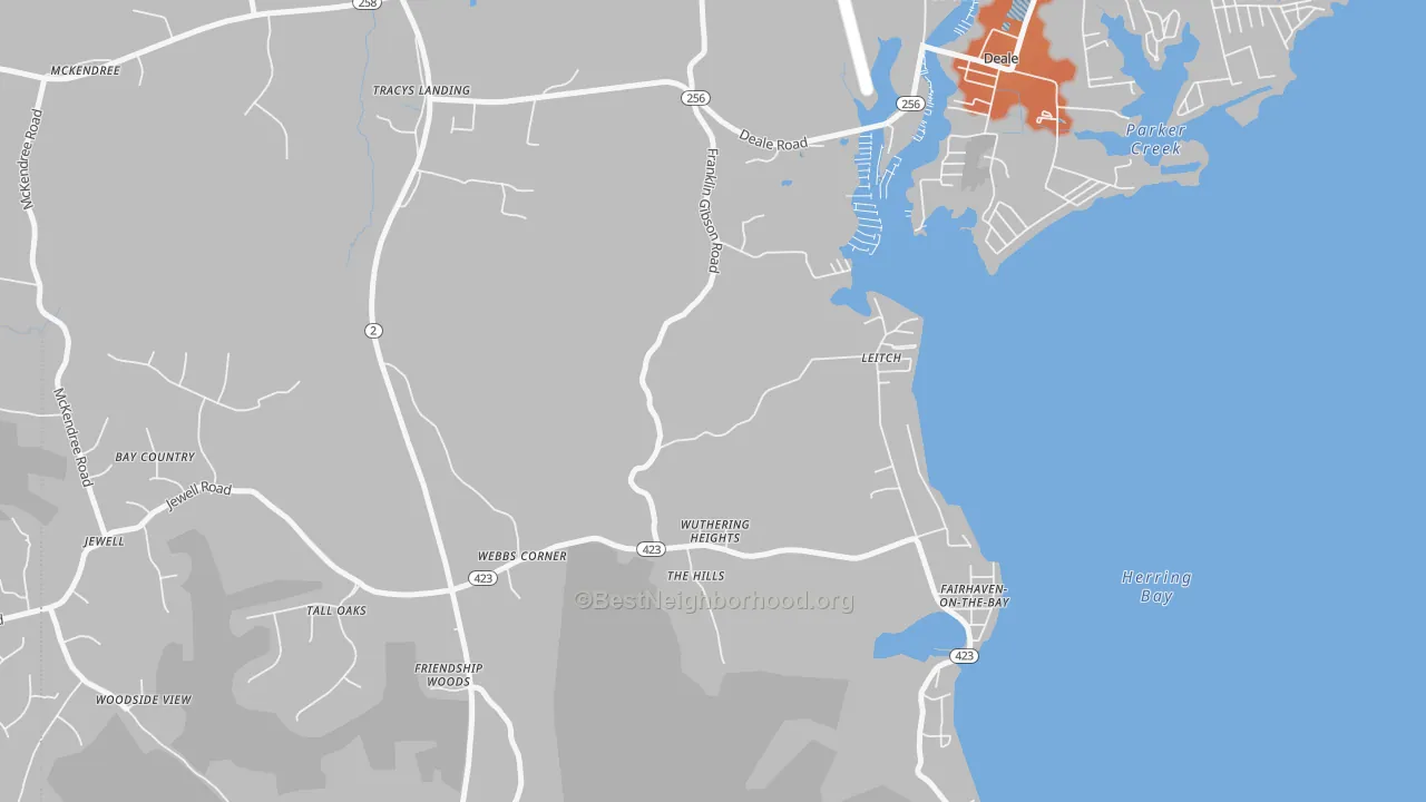 Bike Grade map of 20779, MD