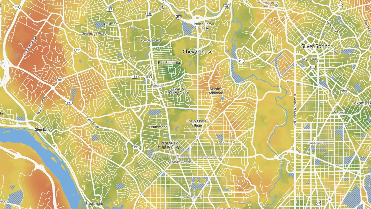 Bike Grade map of 20815, MD