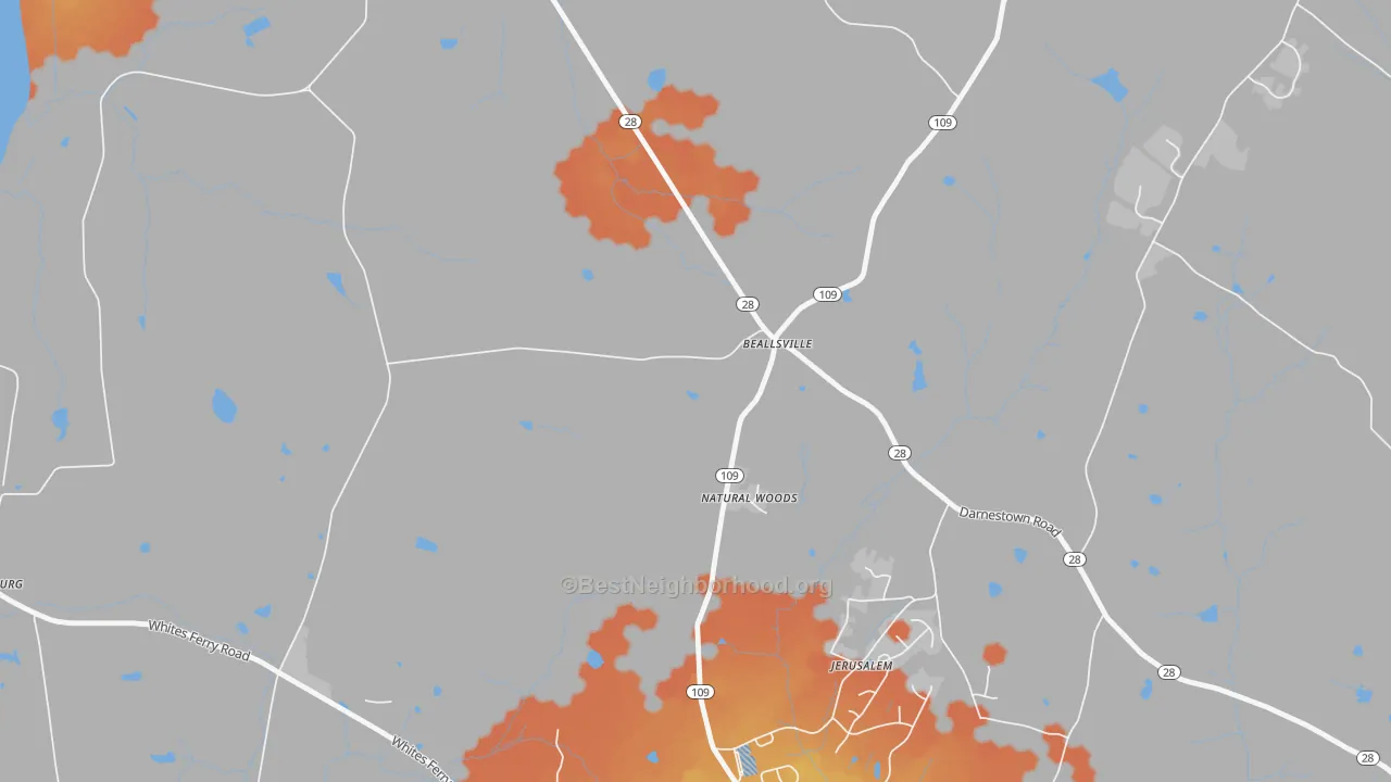 Bike Grade map of 20839, MD