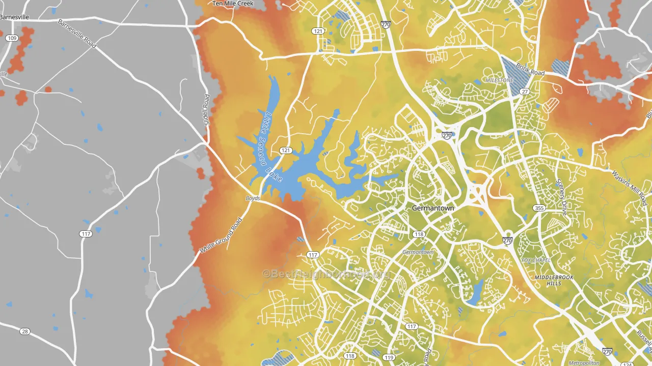 Bike Grade map of 20841, MD