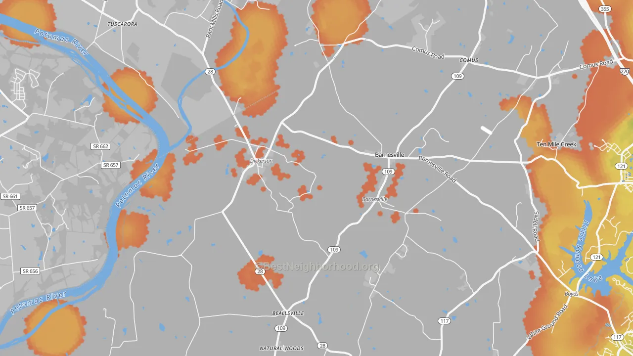 Bike Grade map of 20842, MD