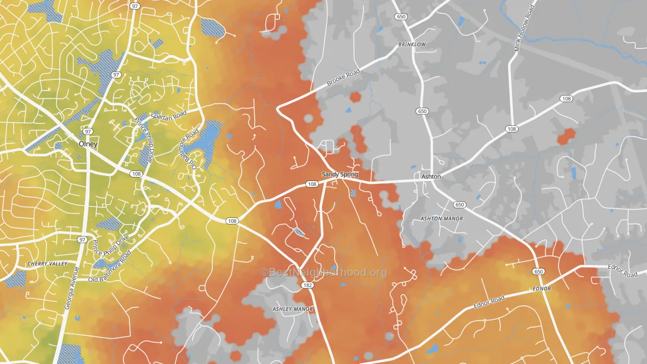 Bike Grade map of 20860, MD