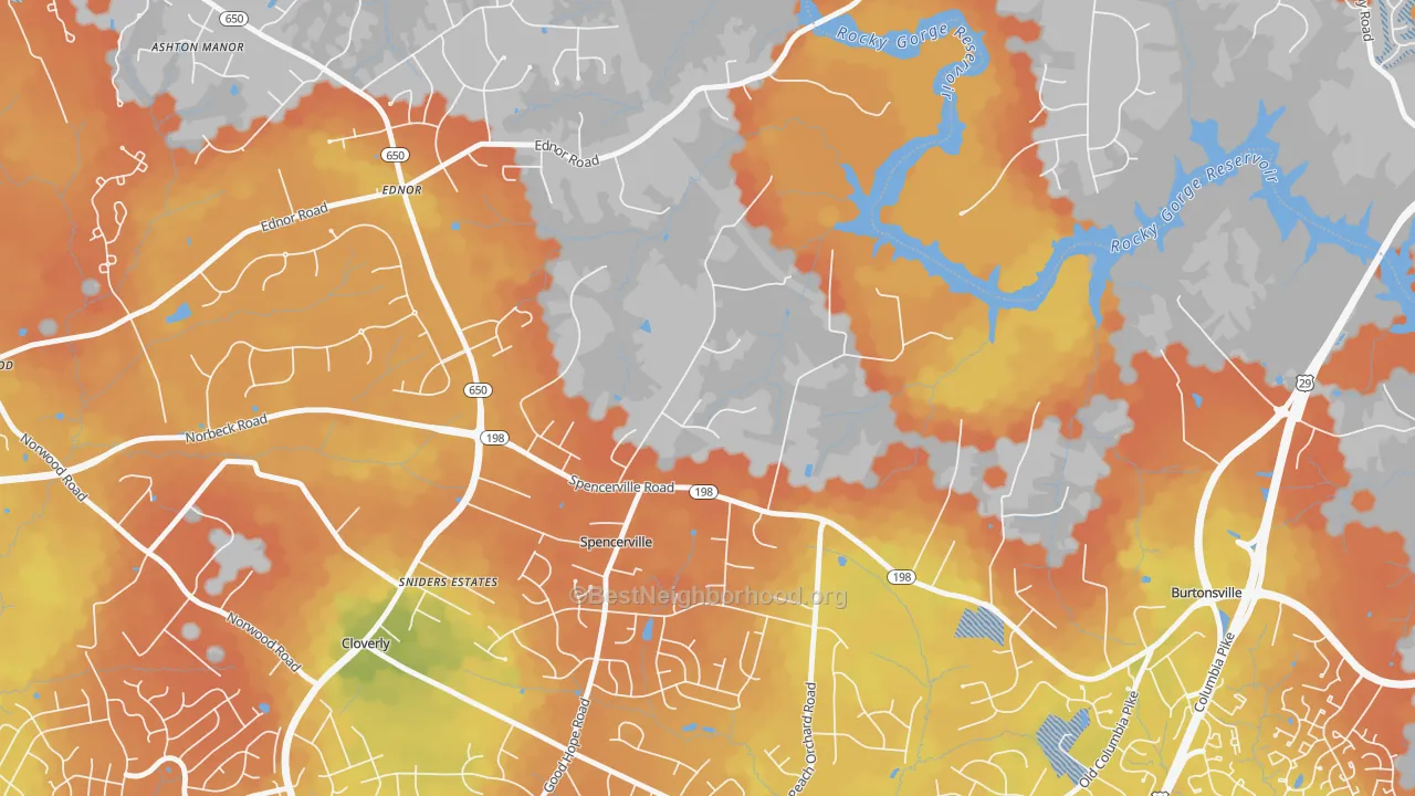 Bike Grade map of 20868, MD