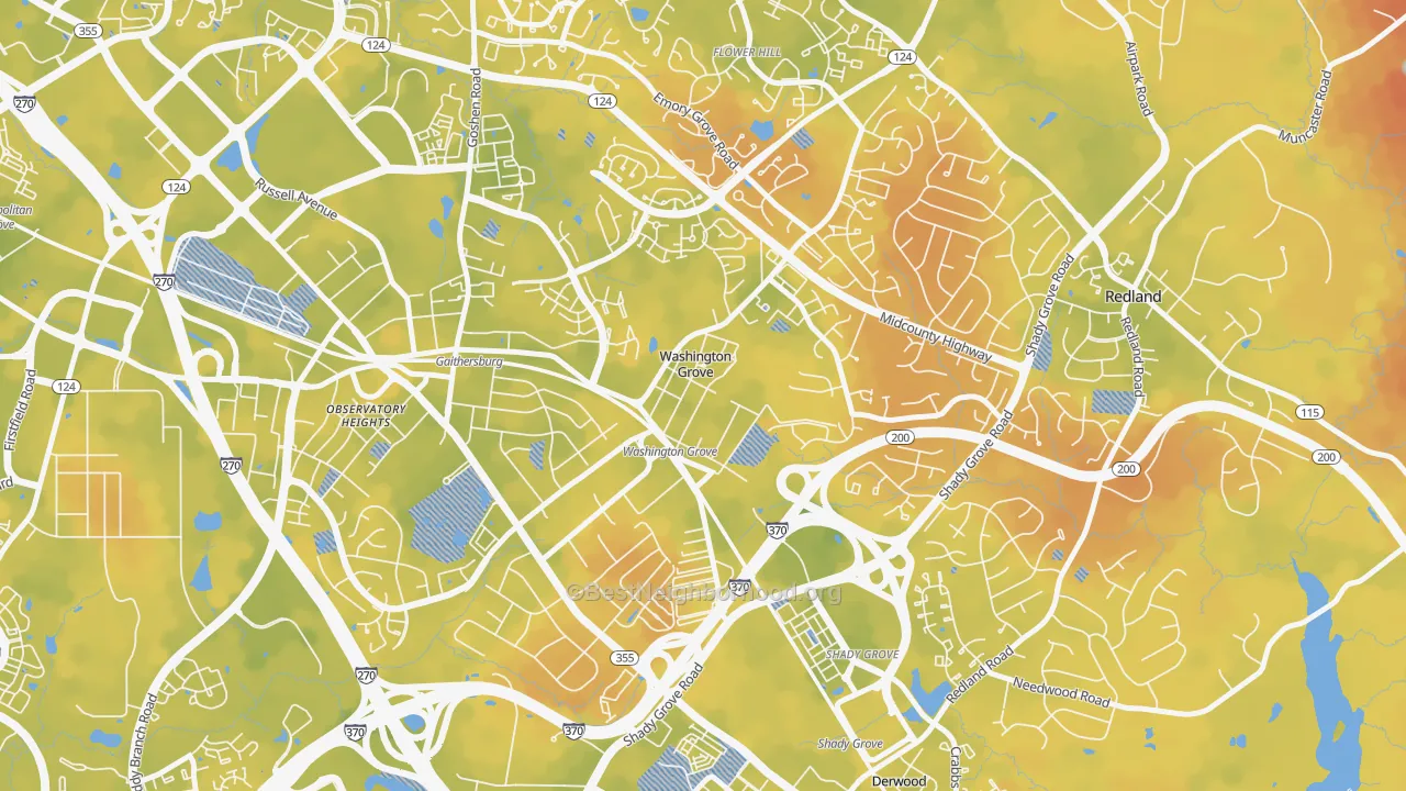 Bike Grade map of 20880, MD