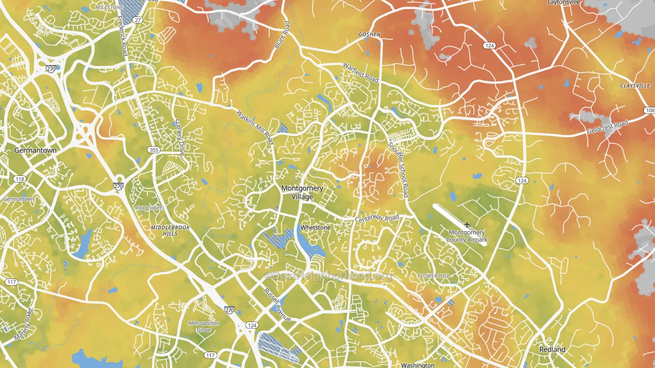 Bike Grade map of 20886, MD