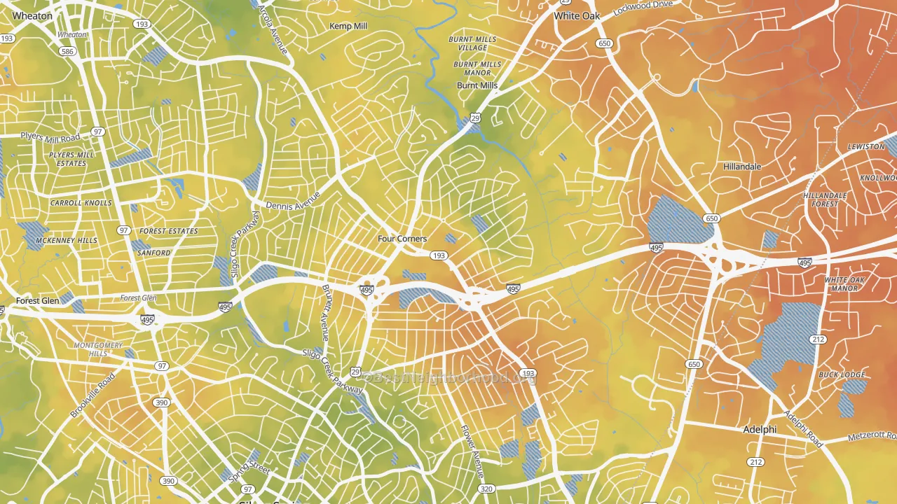 Bike Grade map of 20901, MD