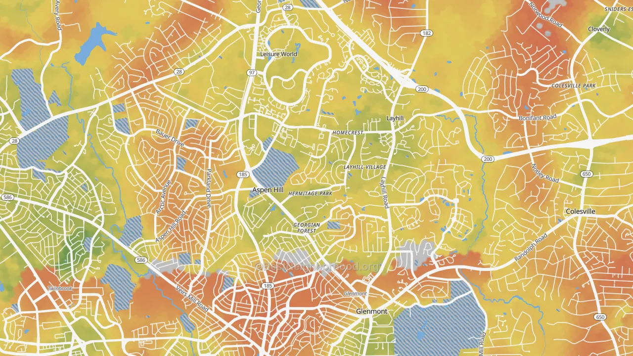 Bike Grade map of 20906, MD