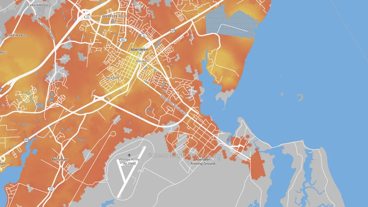 Bike Grade map of 21005, MD