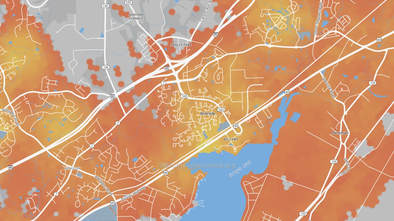 Bike Grade map of 21017, MD