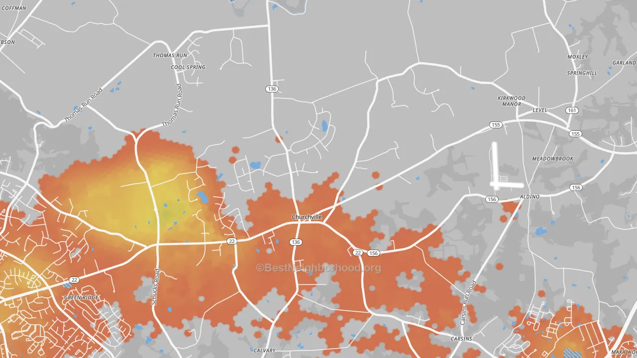 Bike Grade map of 21028, MD