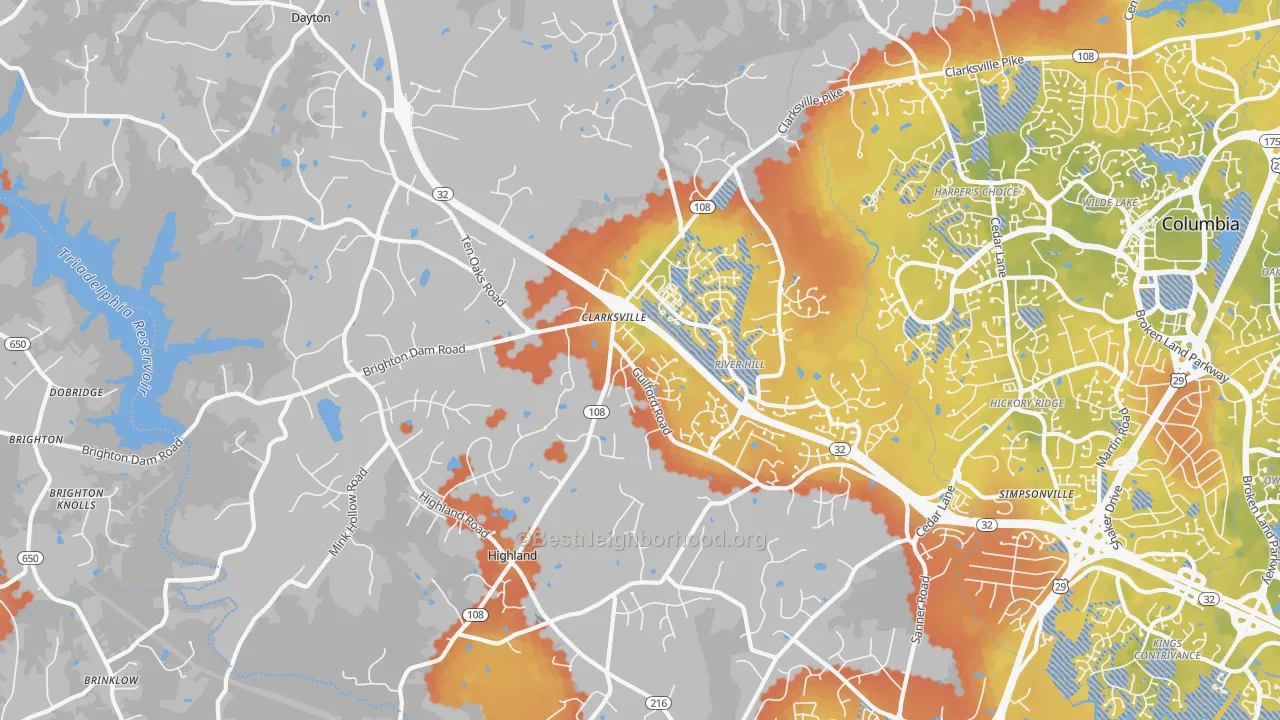 Bike Grade map of 21029, MD