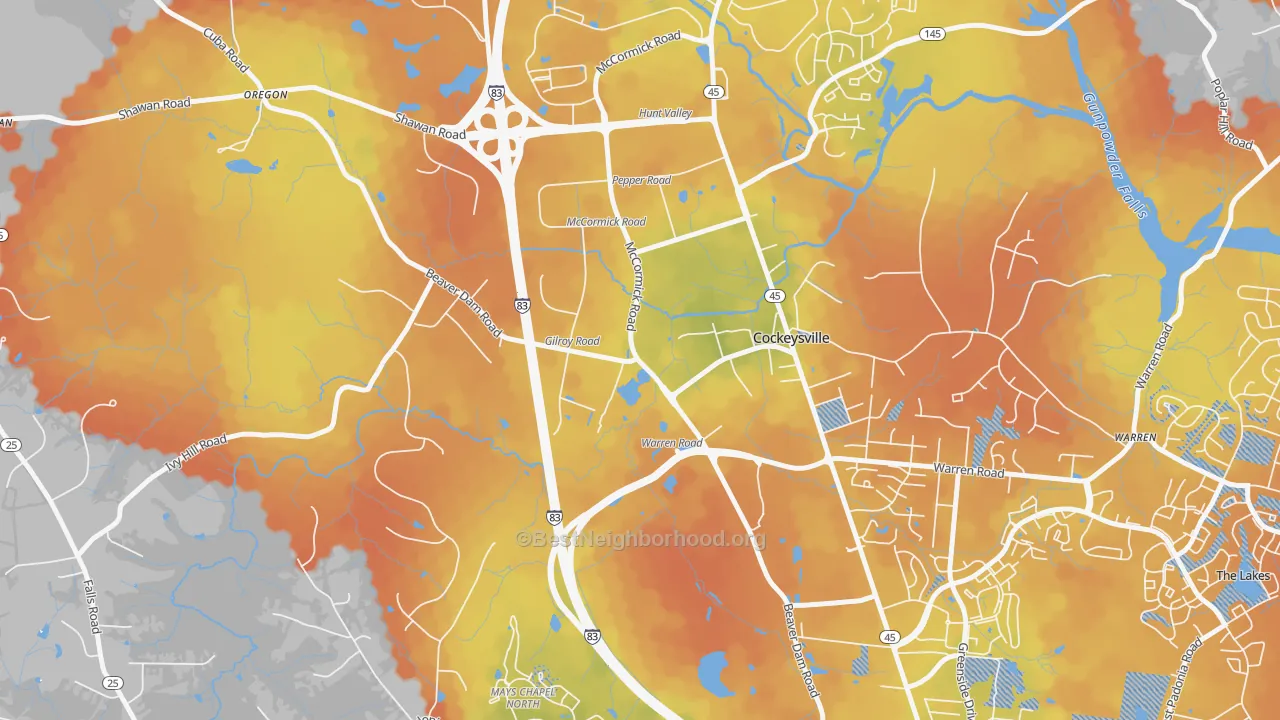 Bike Grade map of 21031, MD