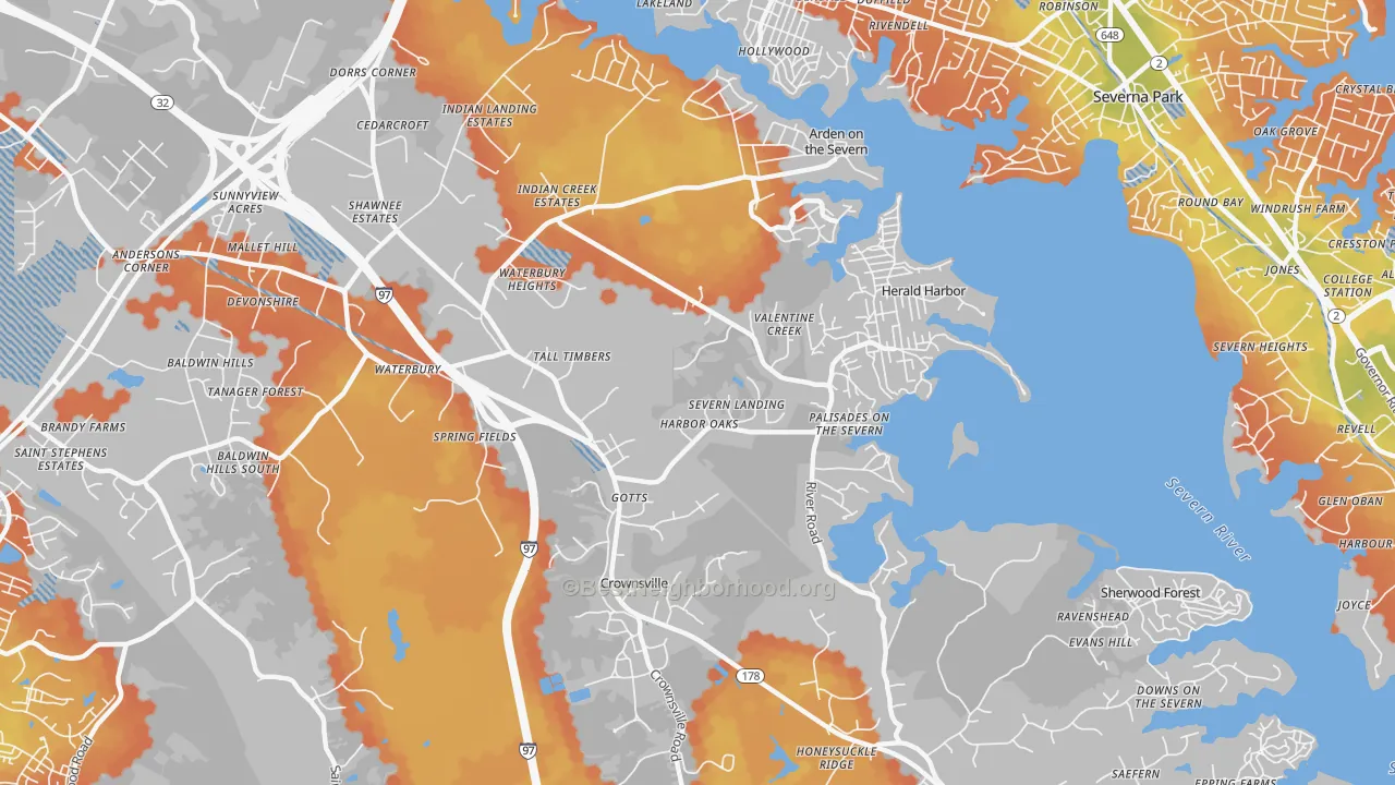 Bike Grade map of 21032, MD