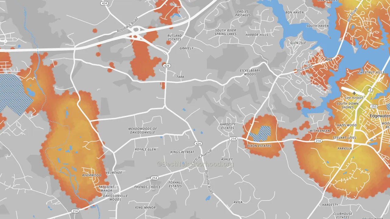 Bike Grade map of 21035, MD