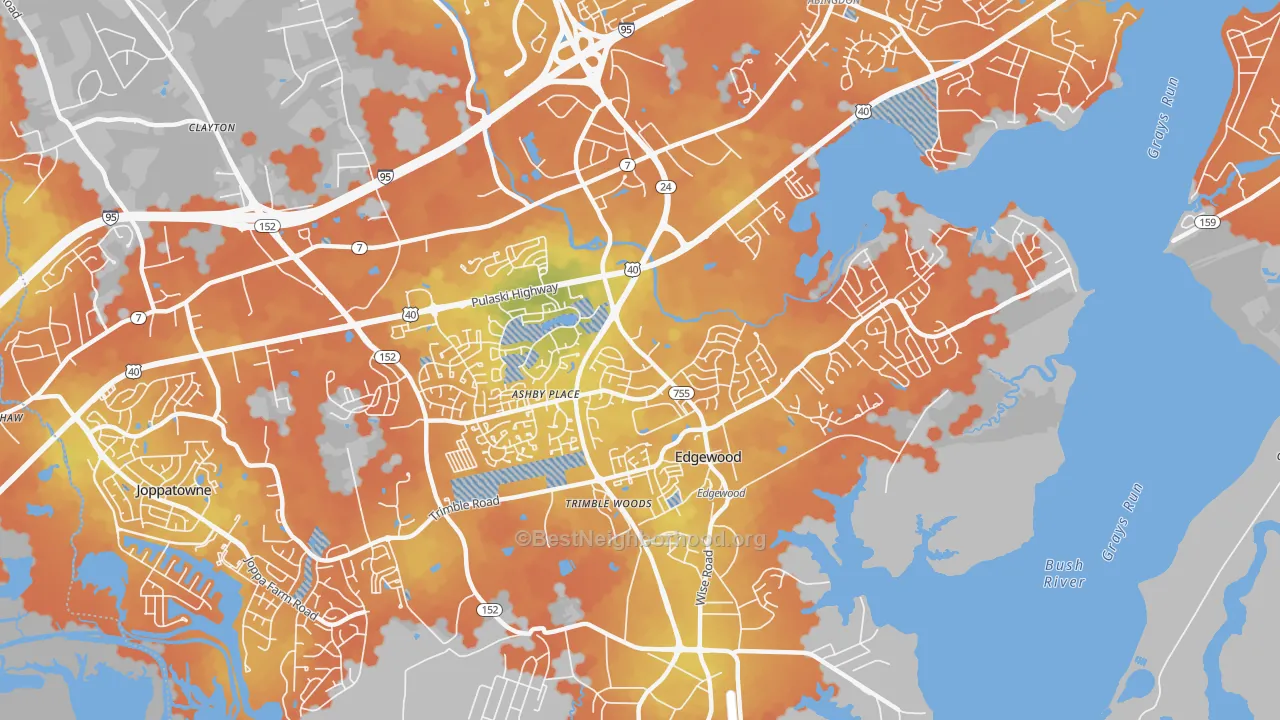Bike Grade map of 21040, MD