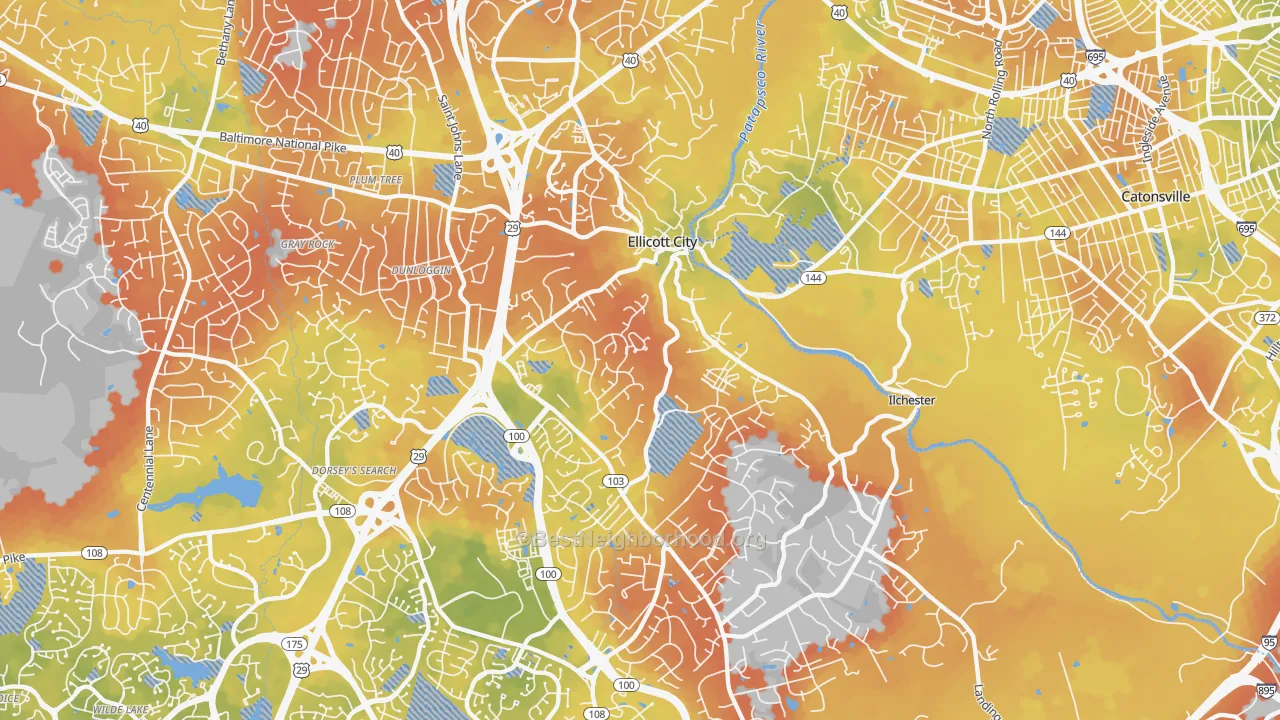 Bike Grade map of 21043, MD